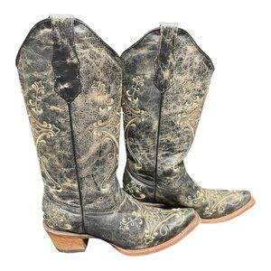 Circle G Corral Women's Black Crackle Bone Embroidered Western/Cowboy Bo…